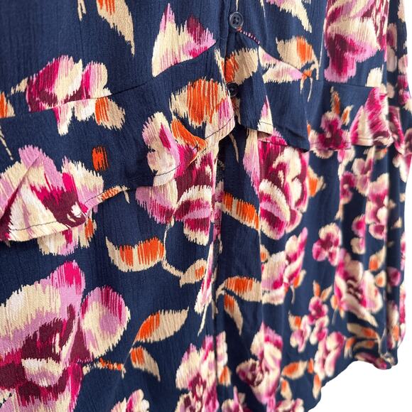 Band Gypsies Dress Women M Dark Floral Maxi Button Down Flowy Boho Prairie New - Picture 8 of 16